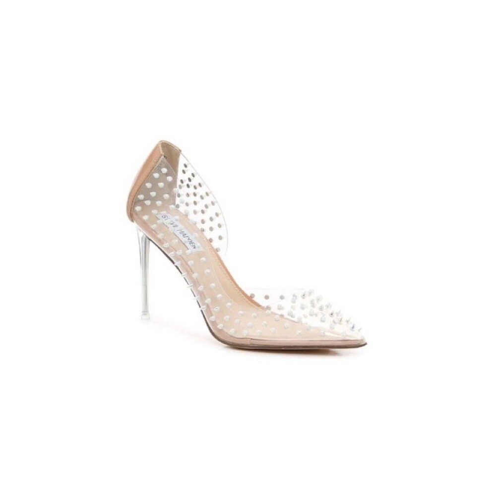 Steve Madden Tolima Clear Ecru High Heel Womens Size 6.5 M Pumps Silver Studded